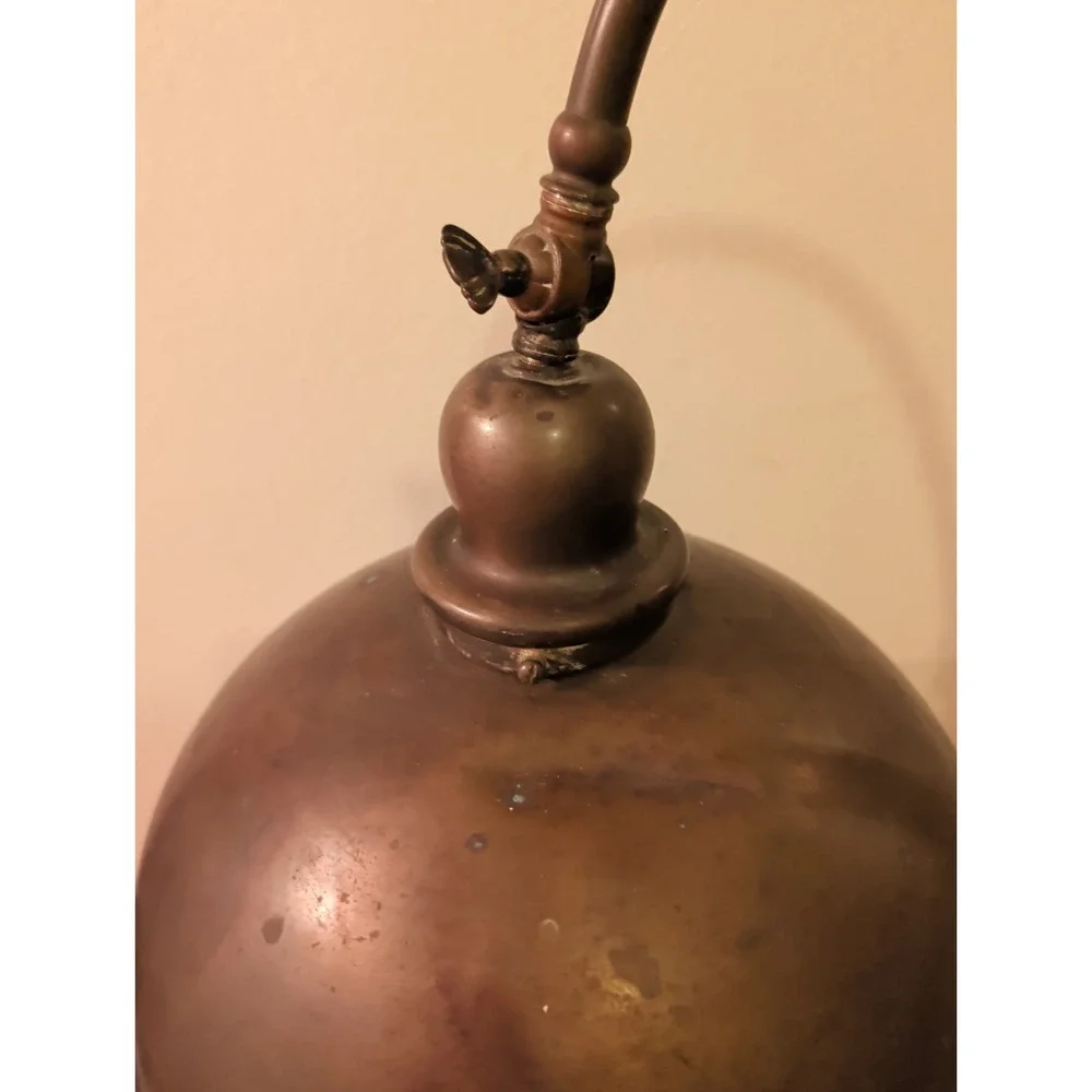 Antique Handel  All Brass Gooseneck  Lamp. Rare.Cloth Tag.Industrial Styled.